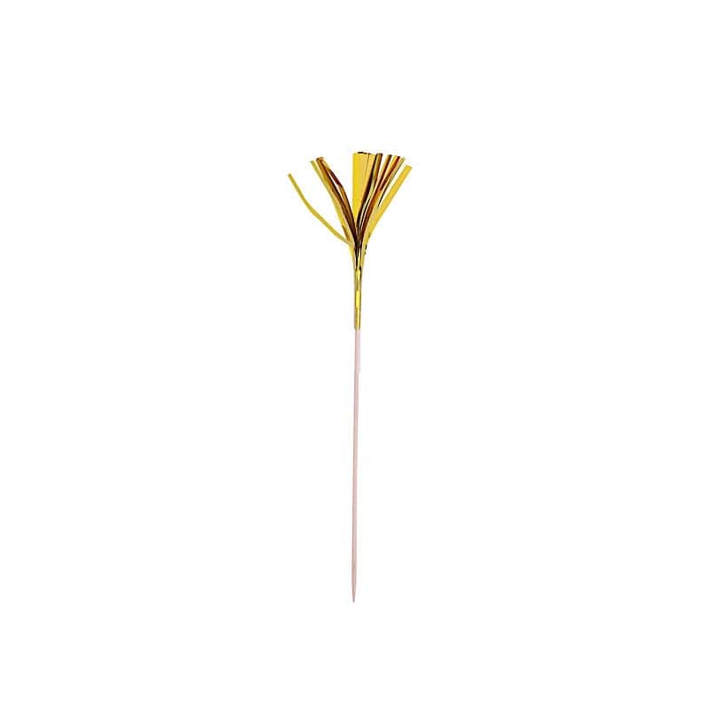 100 pcs 9" Firework Cupcake Toppers Foil Frills Bamboo Cocktail Sticks DSP_BIRC_P018_GOLD