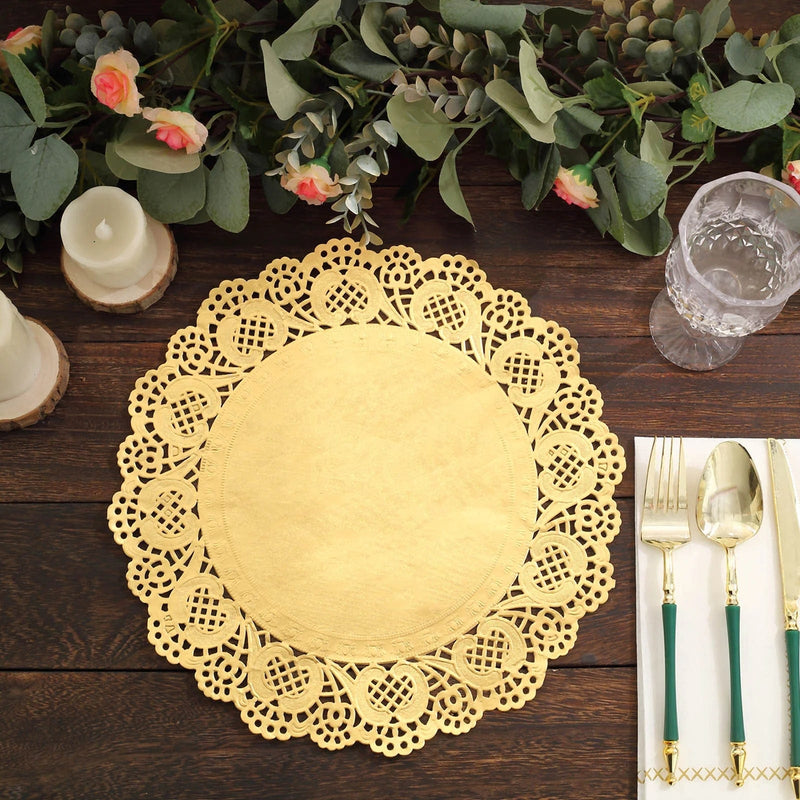 100 pcs Round Disposable Paper Doilies Placemats with Lace Trim