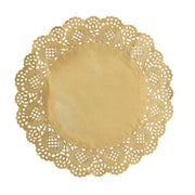 100 pcs Round Disposable Paper Doilies Placemats with Lace Trim DSP_PPDOL_RND01_12_GOLD
