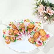 100 PVC Cookie Candy Bags With "Thank You" Floral Print - Clear and White BAG_PVC07_6X7_CLWH