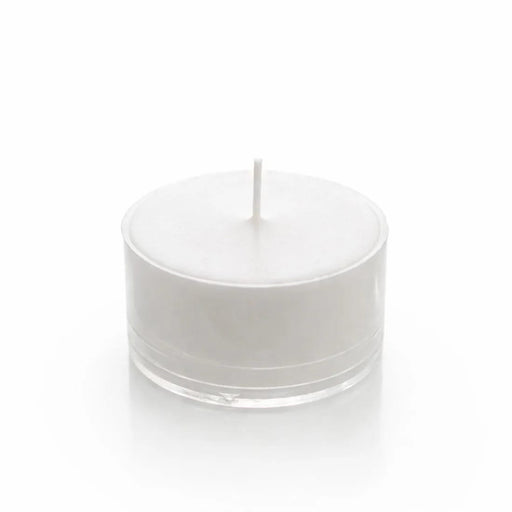 100 Tealight Unscented Candles with Clear Plastic Cups - White CAND_TL004_WHT