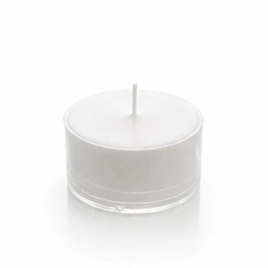 100 Tealight Unscented Candles with Clear Plastic Cups - White CAND_TL004_WHT