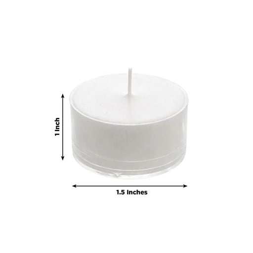 100 Tealight Unscented Candles with Clear Plastic Cups - White CAND_TL004_WHT