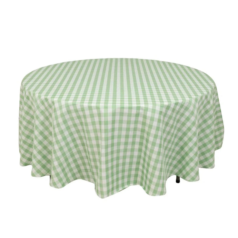 108" Checkered Gingham Polyester Round Tablecloth TAB_CHK108_SAGE