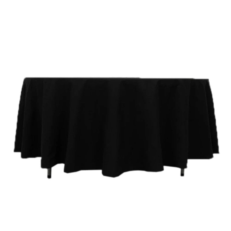 108" Cotton Blend Round Tablecloth for Weddings and Events TAB_COT01_108_BLK