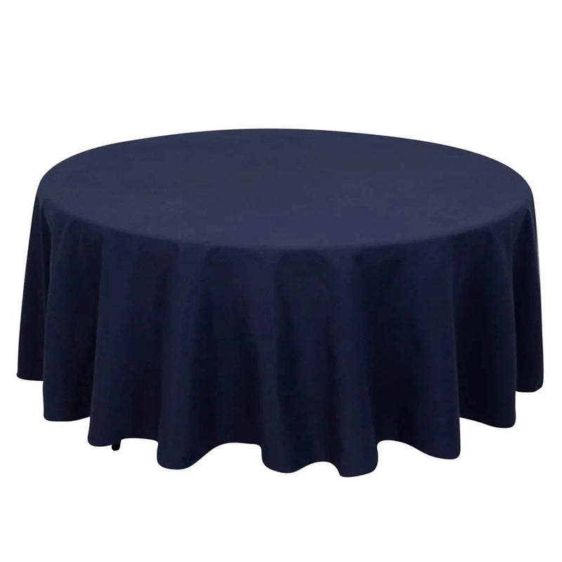 108" Cotton Blend Round Tablecloth for Weddings and Events TAB_COT01_108_NAVY
