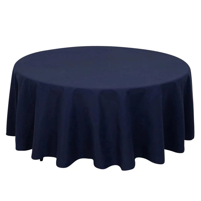 108" Cotton Blend Round Tablecloth for Weddings and Events TAB_COT01_108_NAVY