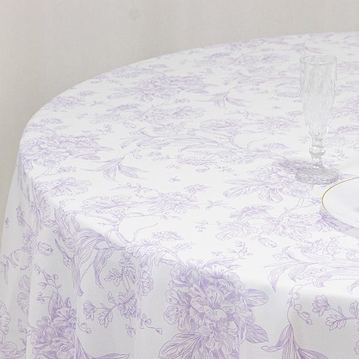 108" Polyester Round Tablecloth for Weddings and Events - French Toile Pattern