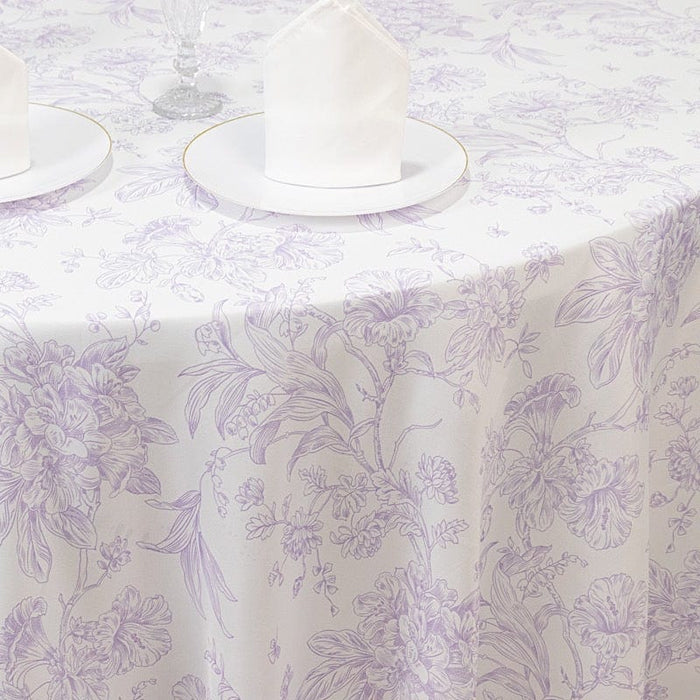 108" Polyester Round Tablecloth for Weddings and Events - French Toile Pattern