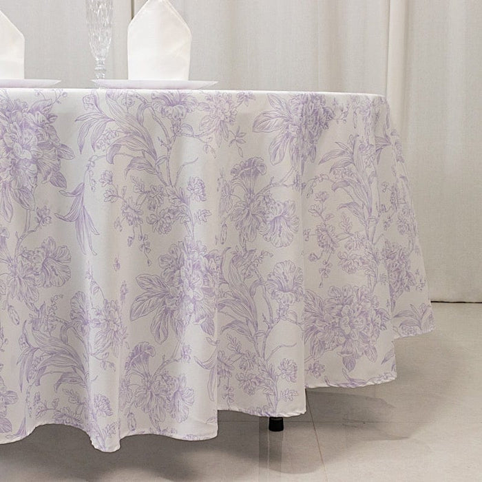 108" Polyester Round Tablecloth for Weddings and Events - French Toile Pattern