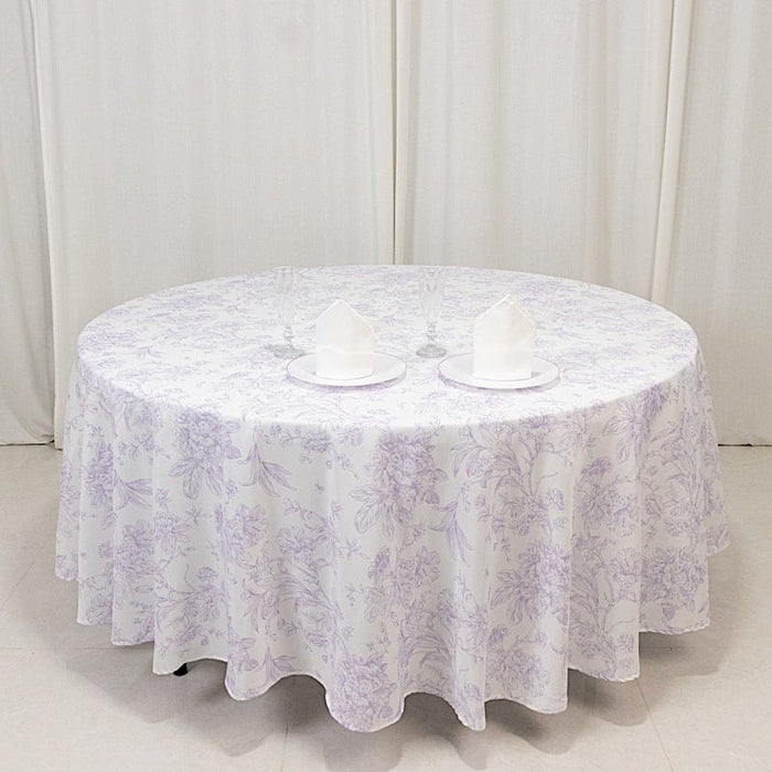 108" Polyester Round Tablecloth for Weddings and Events - French Toile Pattern