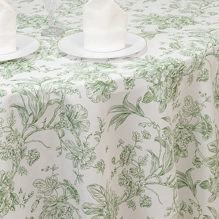 108" Polyester Round Tablecloth for Weddings and Events - French Toile Pattern