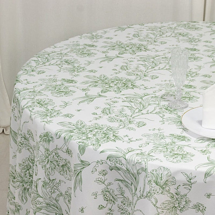 108" Polyester Round Tablecloth for Weddings and Events - French Toile Pattern