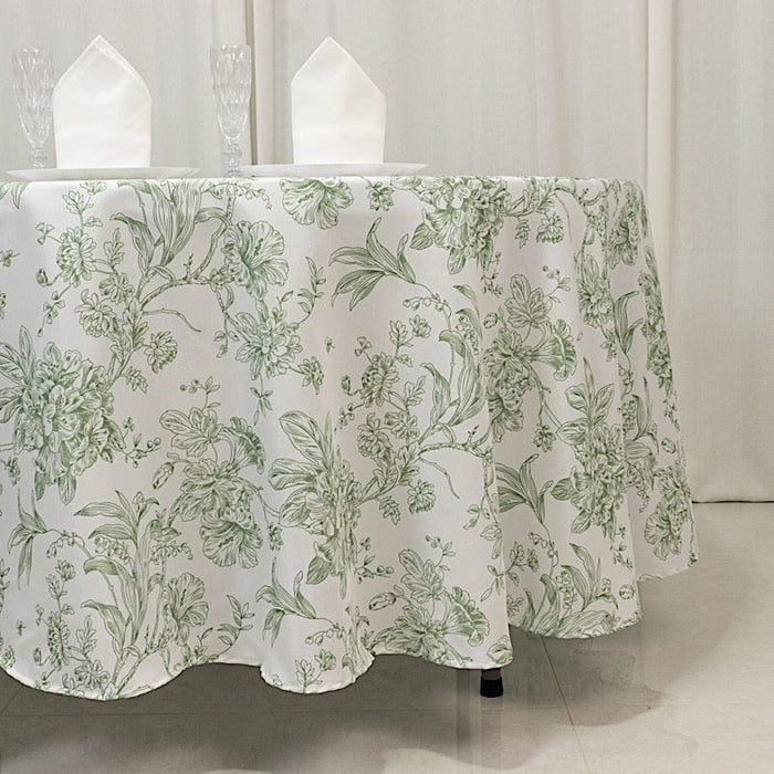 108" Polyester Round Tablecloth for Weddings and Events - French Toile Pattern