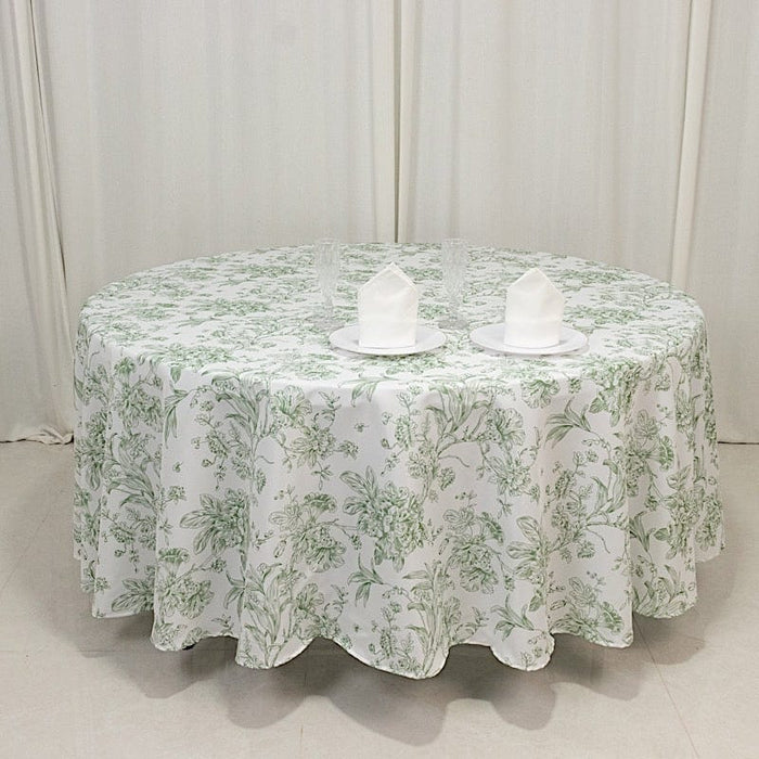 108" Polyester Round Tablecloth for Weddings and Events - French Toile Pattern