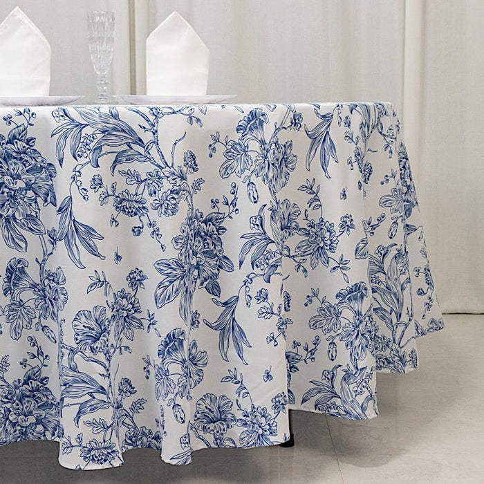 108" Polyester Round Tablecloth for Weddings and Events - French Toile Pattern