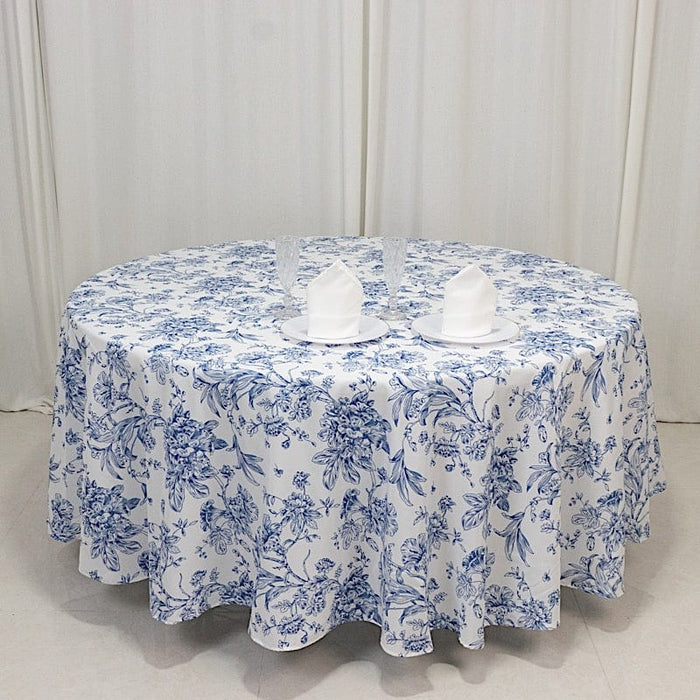 108" Polyester Round Tablecloth for Weddings and Events - French Toile Pattern