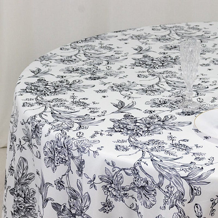 108" Polyester Round Tablecloth for Weddings and Events - French Toile Pattern