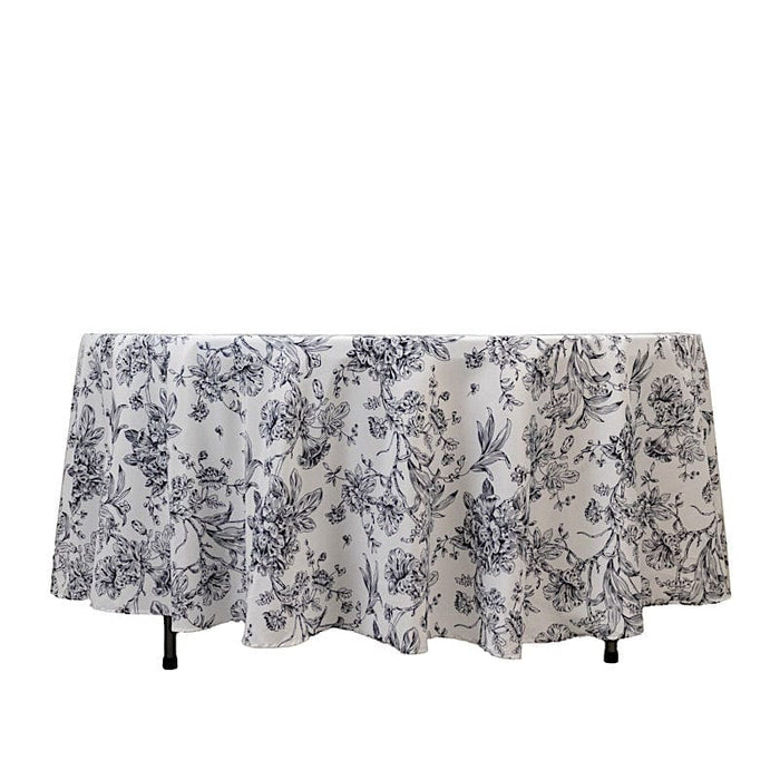 108" Polyester Round Tablecloth for Weddings and Events - French Toile Pattern