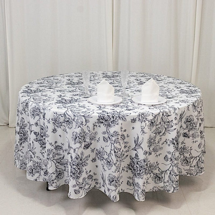 108" Polyester Round Tablecloth for Weddings and Events - French Toile Pattern