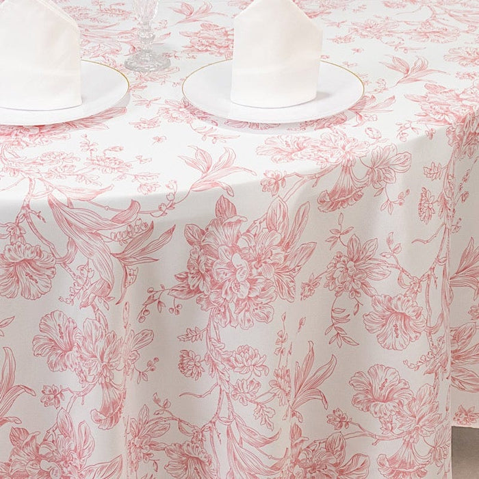 108" Polyester Round Tablecloth for Weddings and Events - French Toile Pattern