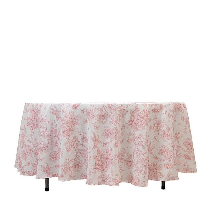 108" Polyester Round Tablecloth for Weddings and Events - French Toile Pattern