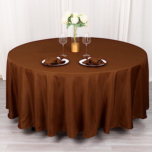 108" Polyester Round Tablecloth Wedding Party Table Linens TAB_108_BRN_POLY