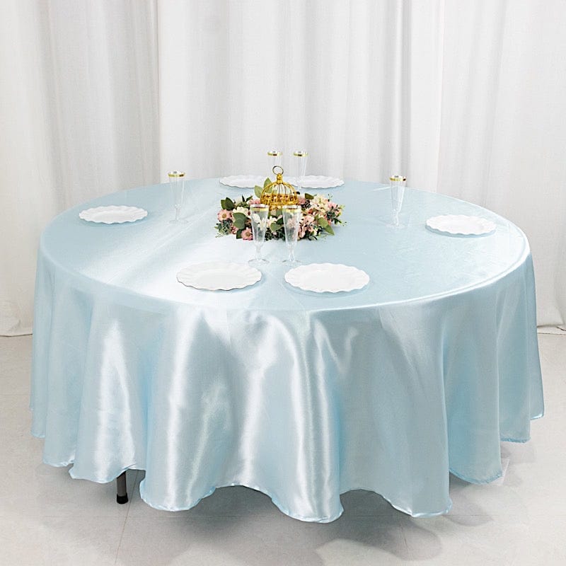 108" Satin Round Tablecloth Wedding Party Table Linens TAB_STN108_BLUE