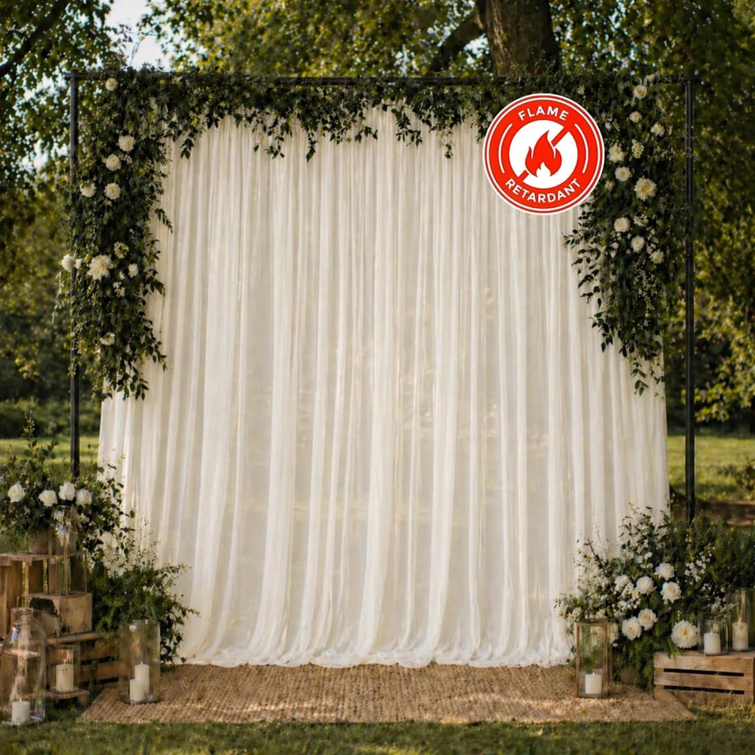 10ft x 10ft Chiffon Sheer Backdrop Curtain Panel Draping Fabric