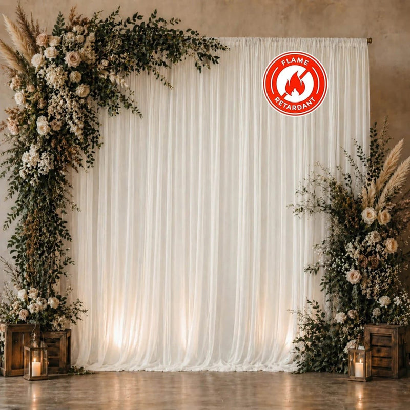 10ft x 10ft Chiffon Sheer Backdrop Curtain Panel Draping Fabric