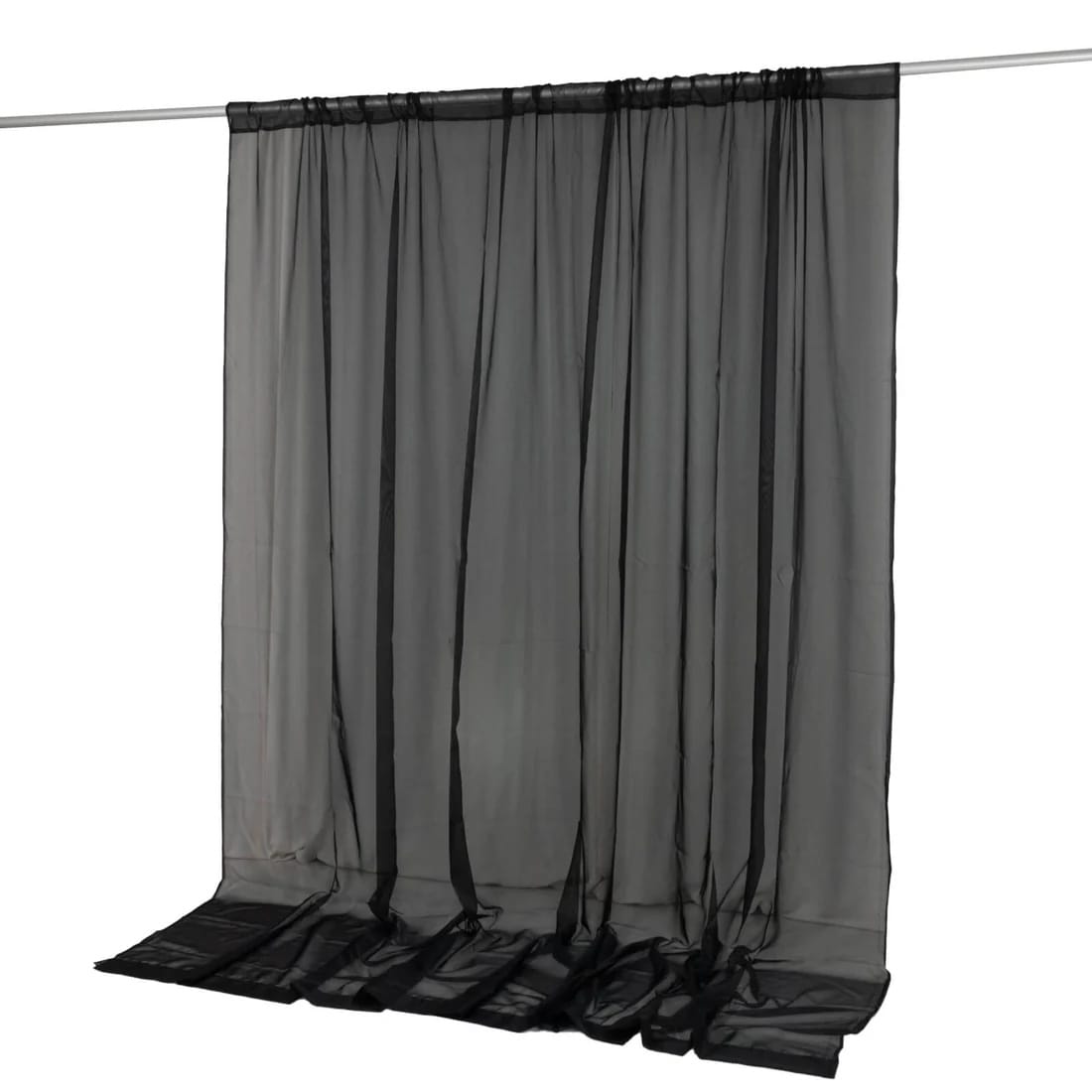 10ft x 10ft Chiffon Sheer Backdrop Curtain Panel Draping Fabric CUR_PANORGZ_10X10_BLK