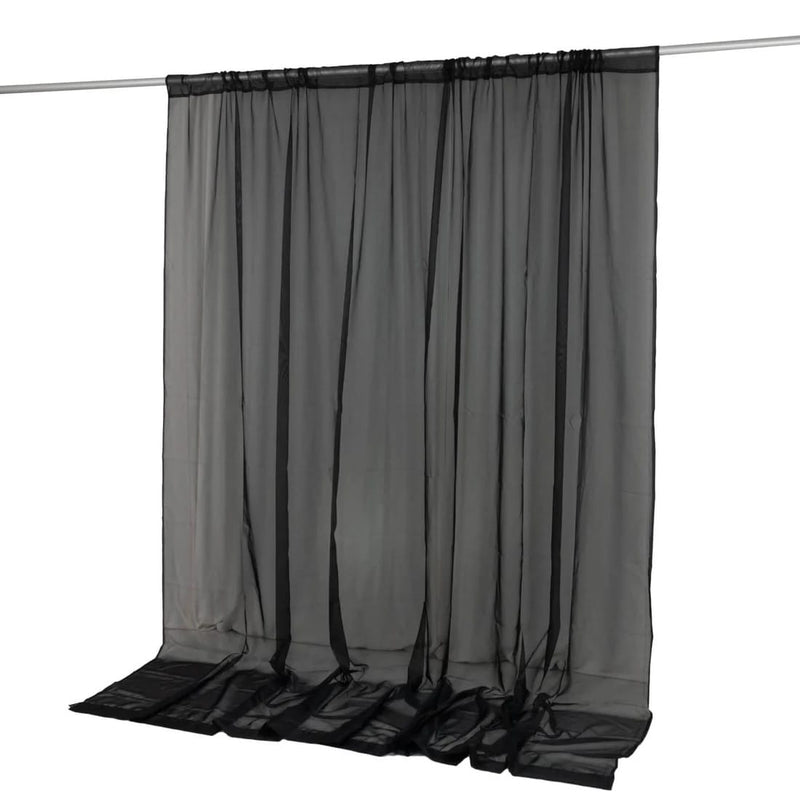 10ft x 10ft Chiffon Sheer Backdrop Curtain Panel Draping Fabric CUR_PANORGZ_10X10_BLK