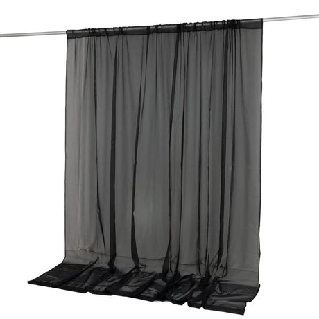 10ft x 10ft Chiffon Sheer Backdrop Curtain Panel Draping Fabric CUR_PANORGZ_10X10_BLK