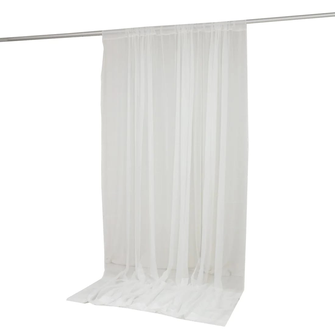 10ft x 10ft Chiffon Sheer Backdrop Curtain Panel Draping Fabric CUR_PANORGZ_10X10_IVR