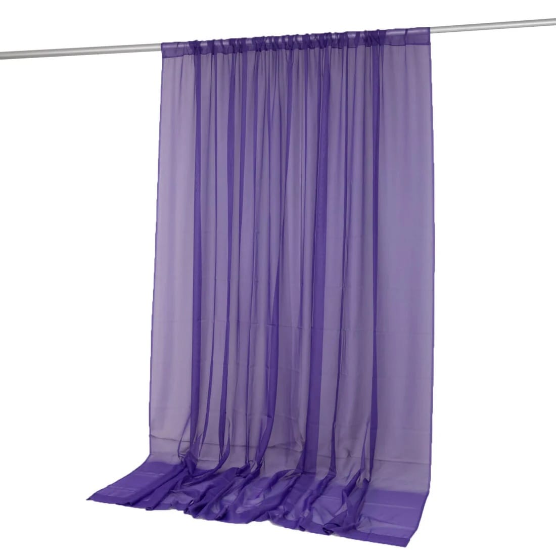 10ft x 10ft Chiffon Sheer Backdrop Curtain Panel Draping Fabric CUR_PANORGZ_10X10_PURP