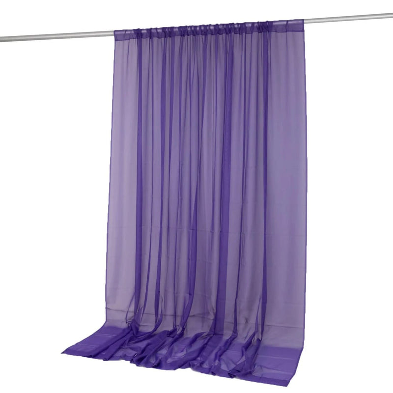 10ft x 10ft Chiffon Sheer Backdrop Curtain Panel Draping Fabric CUR_PANORGZ_10X10_PURP
