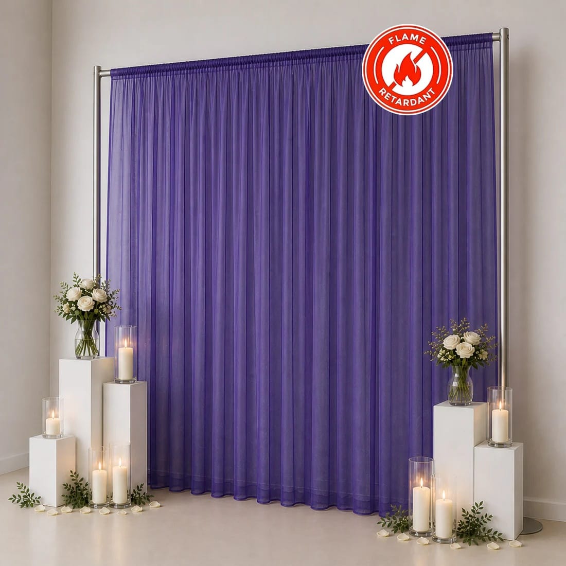 10ft x 12ft Chiffon Sheer Backdrop Curtain Panel Draping Fabric