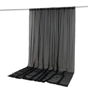 10ft x 12ft Chiffon Sheer Backdrop Curtain Panel Draping Fabric CUR_PANORGZ_10X12_BLK
