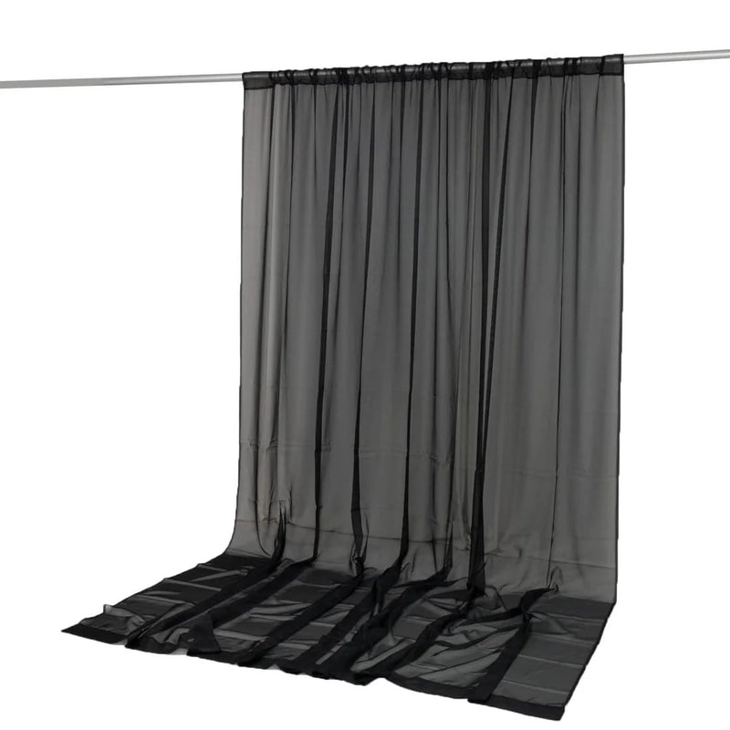 10ft x 12ft Chiffon Sheer Backdrop Curtain Panel Draping Fabric CUR_PANORGZ_10X12_BLK