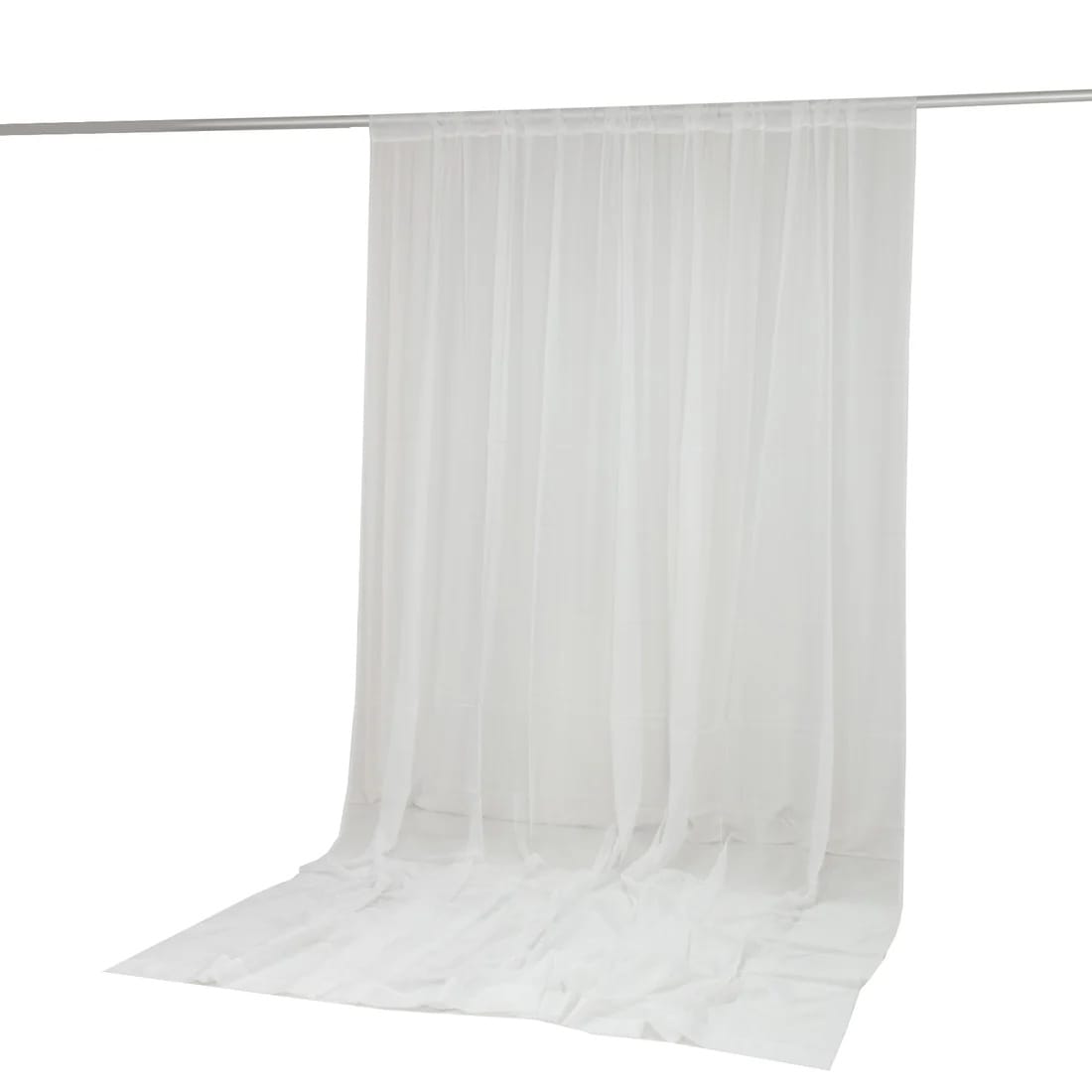 10ft x 12ft Chiffon Sheer Backdrop Curtain Panel Draping Fabric CUR_PANORGZ_10X12_IVR