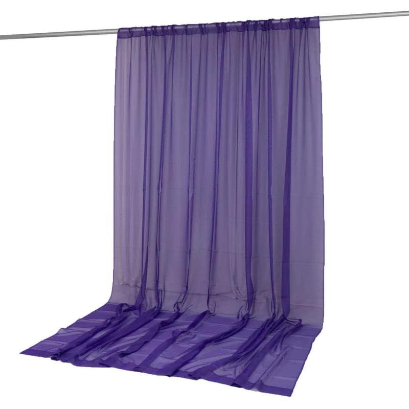 10ft x 12ft Chiffon Sheer Backdrop Curtain Panel Draping Fabric CUR_PANORGZ_10X12_PURP
