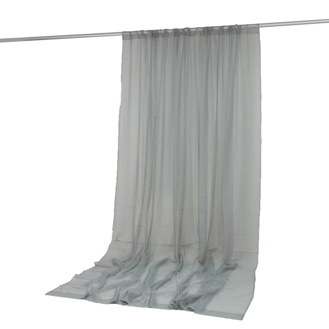 10ft x 12ft Chiffon Sheer Backdrop Curtain Panel Draping Fabric CUR_PANORGZ_10X12_SILV