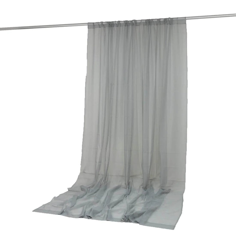 10ft x 12ft Chiffon Sheer Backdrop Curtain Panel Draping Fabric CUR_PANORGZ_10X12_SILV