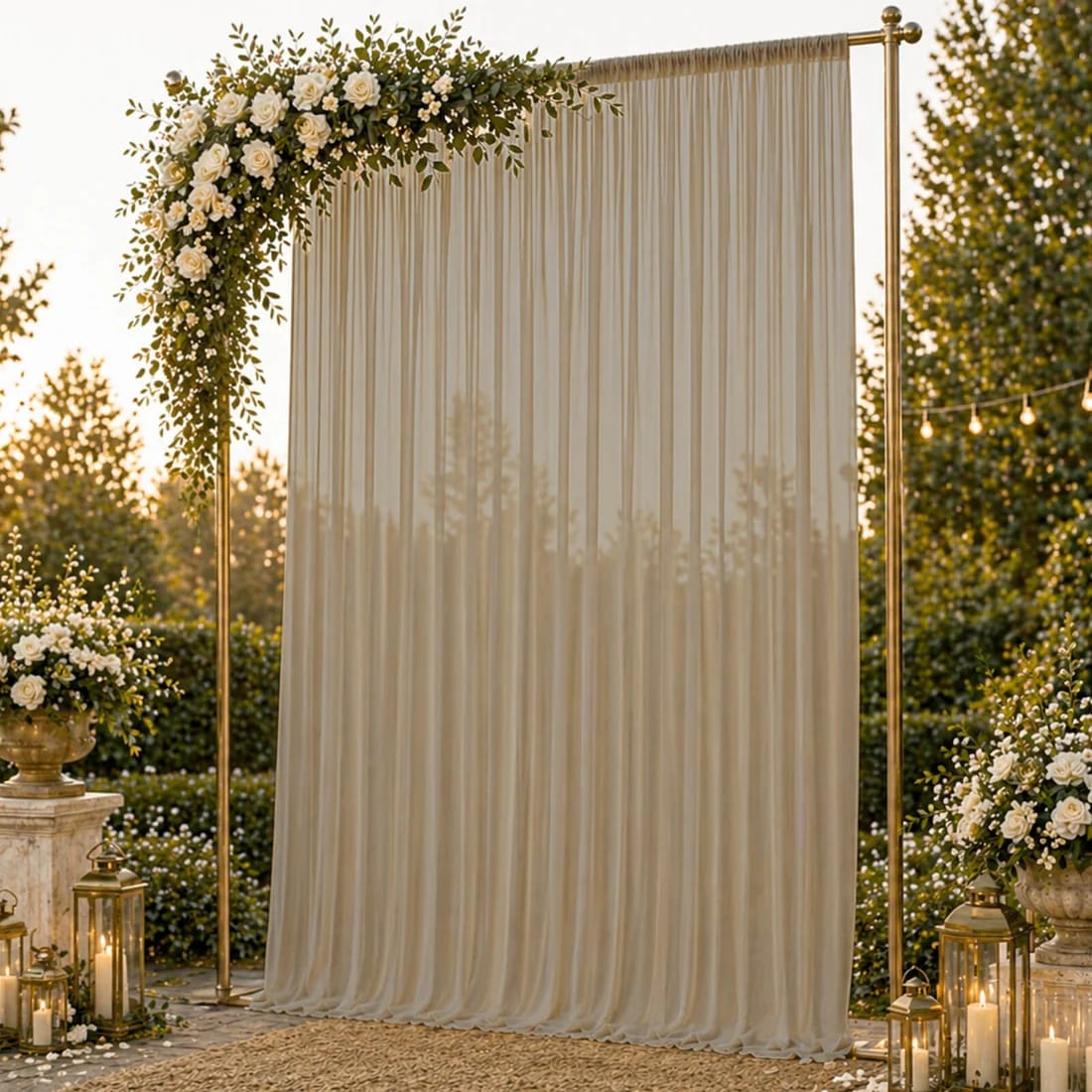 10ft x 14ft Chiffon Sheer Backdrop Curtain Panel Draping Fabric