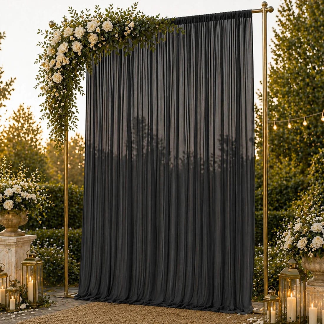 10ft x 14ft Chiffon Sheer Backdrop Curtain Panel Draping Fabric