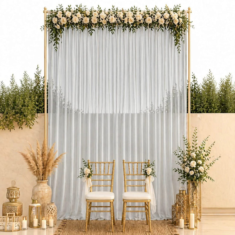 10ft x 14ft Chiffon Sheer Backdrop Curtain Panel Draping Fabric