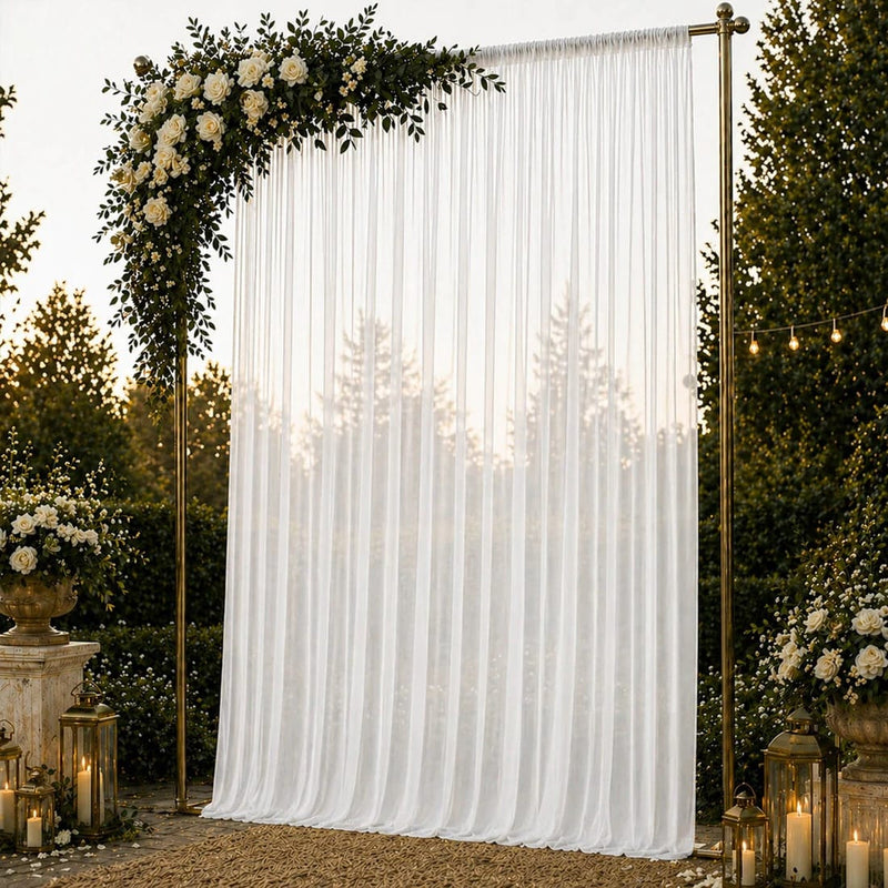 10ft x 14ft Chiffon Sheer Backdrop Curtain Panel Draping Fabric