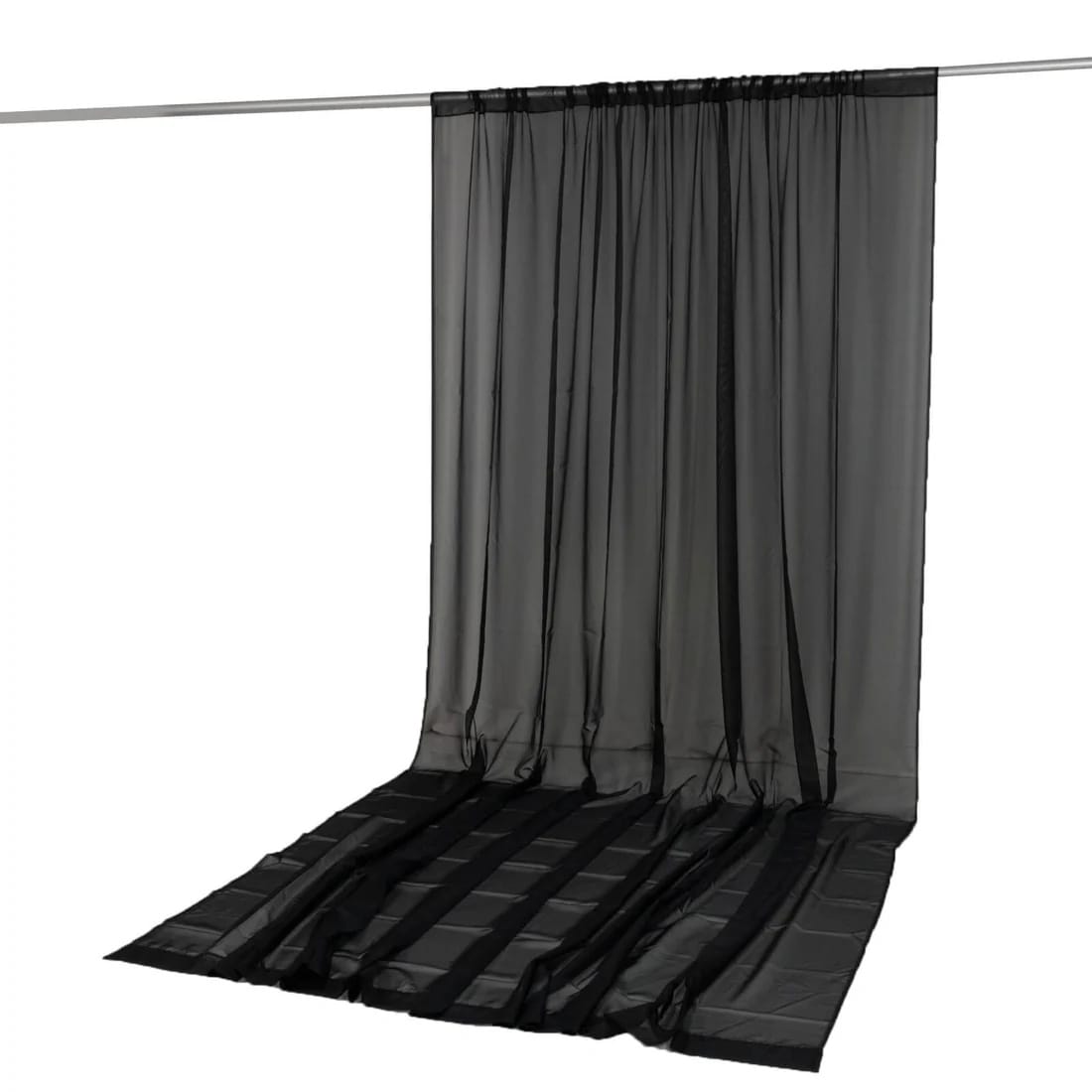 10ft x 14ft Chiffon Sheer Backdrop Curtain Panel Draping Fabric CUR_PANORGZ_10X14_BLK