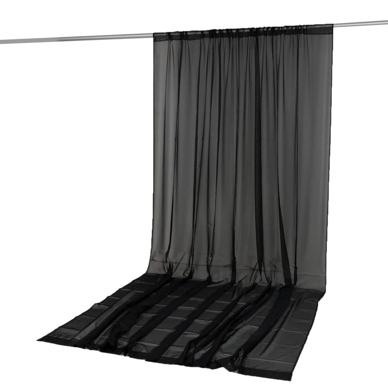 10ft x 14ft Chiffon Sheer Backdrop Curtain Panel Draping Fabric CUR_PANORGZ_10X14_BLK