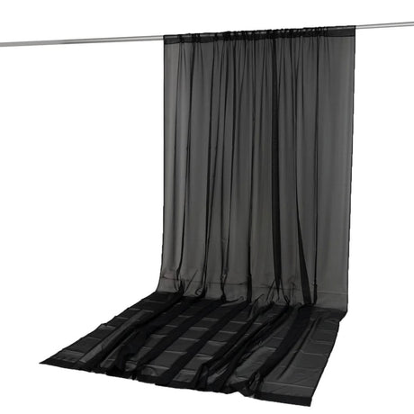 10ft x 14ft Chiffon Sheer Backdrop Curtain Panel Draping Fabric CUR_PANORGZ_10X14_BLK